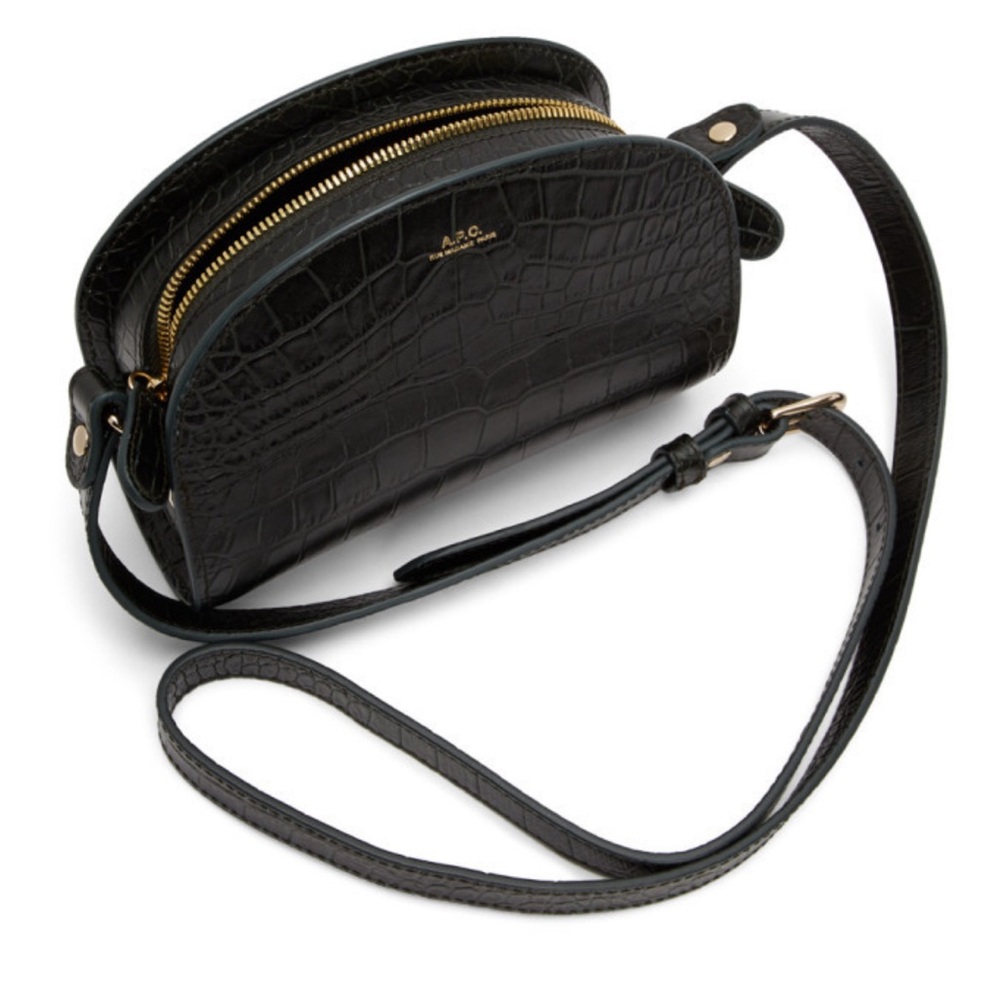 A.P.C. Black Croc-Embossed Crossbody Bag